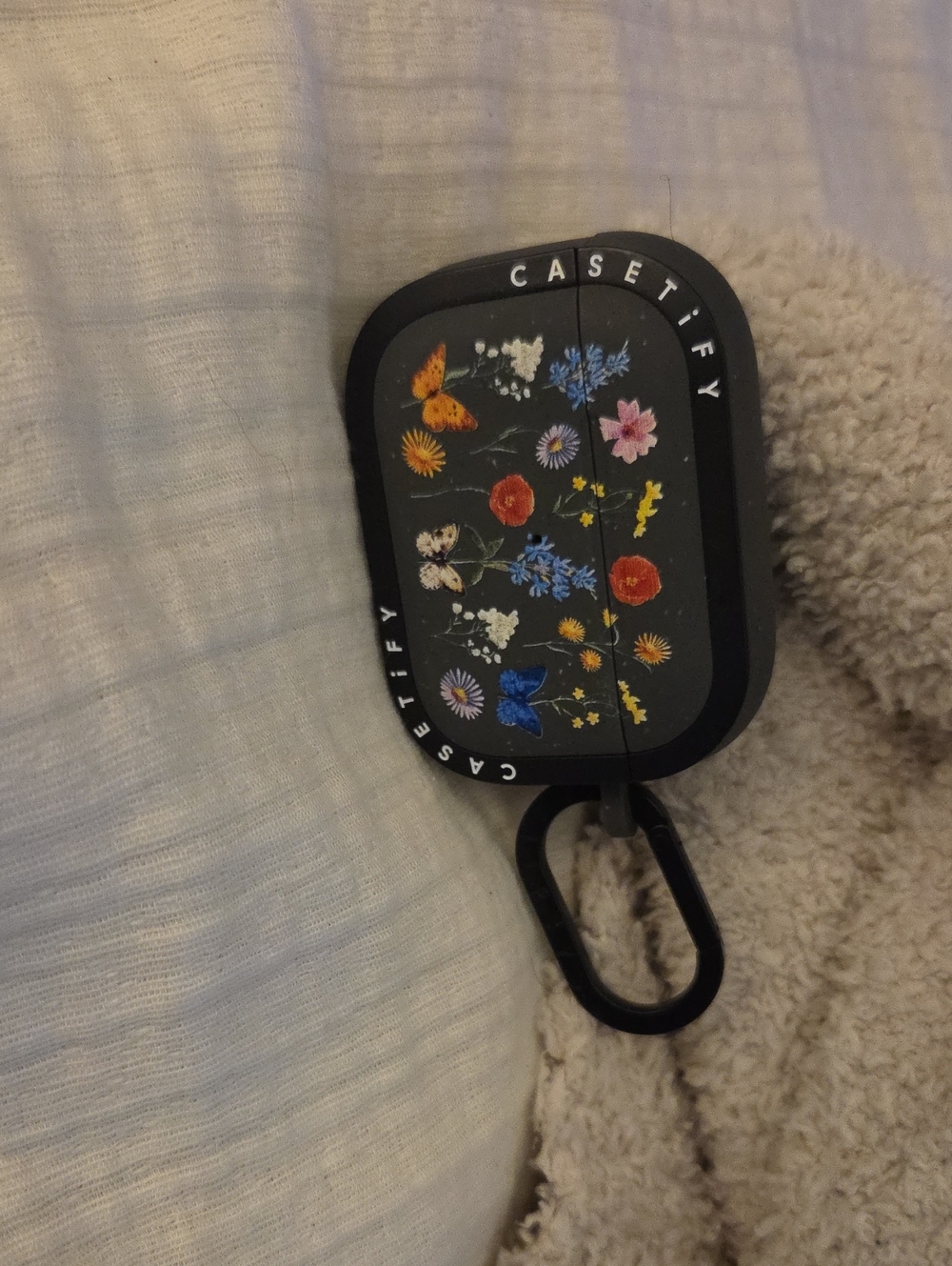 Casetify Black Floral AirPods Pro Case with Carabiner